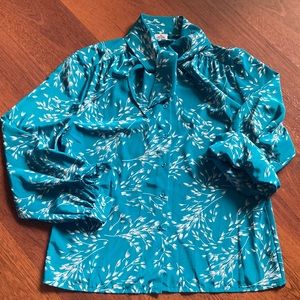Silky Teal Vintage Blouse.